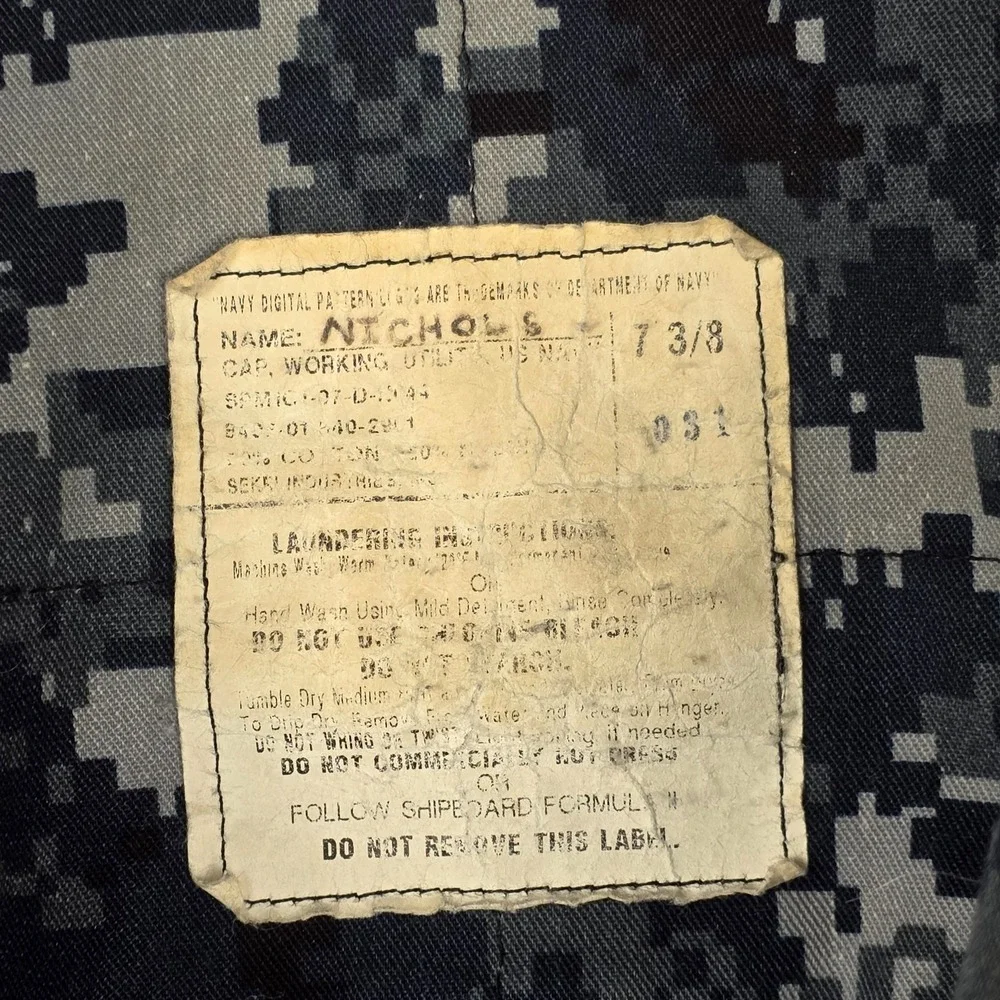 US‎ Navy Blue Digital Camo 8 Point Utility Hat Cap Size 7 3/8 Military Ensign